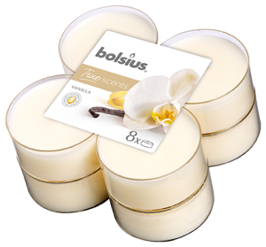 Bolsius Świece zapachowe Maxi lights 8h True Scents Vanilla 8 szt 