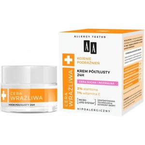 AA Cera Wrażliwa krem półtłusty do każdego rodzaju cery 24 h bezzapachowy 50 ml