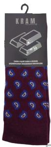 KRAM Natura Medica Skarpety za kostkę Bordowe w biało niebieskie łezki  rozm. 39-42