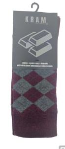 KRAM Natura Medica Skarpety za kostkę Bordowe w szare romby, rozm.43-46