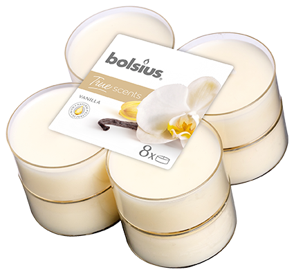 Bolsius Świece zapachowe Maxi lights 8h True Scents Vanilla 8 szt -16065