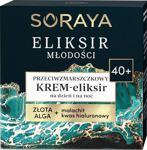 Soraya Eliksir Młodości Przeciwzmarszczkowy Krem-Eliksir na dzień i na noc 40+ Złota Alga+ malachait kwas hialuronowy 50 ml-17370