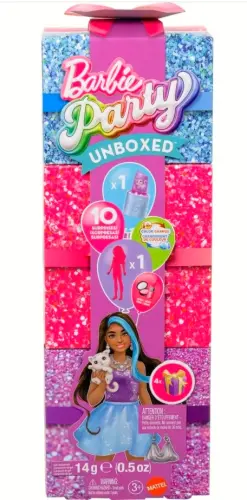 MATTEL Barbie Party Unboxed Glam Party Stylowe Przygotowania Lalka Zestaw Fioletowy-31017