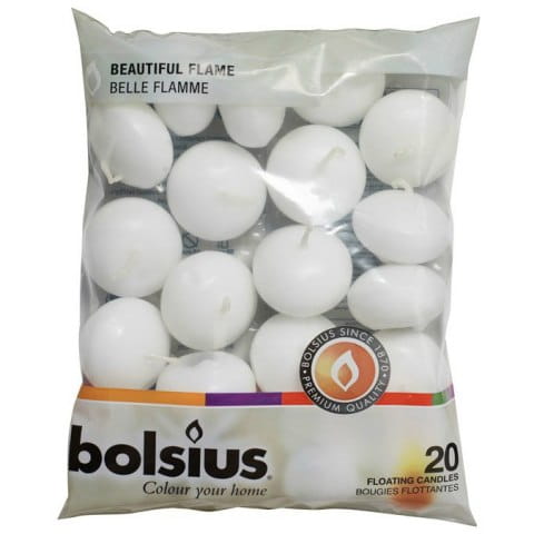 Bolsius Świeca pływające na wodę Białe 20szt -14652