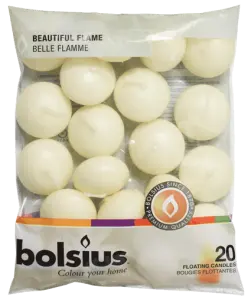 Bolsius Świece pływające Kremowe 20 szt 