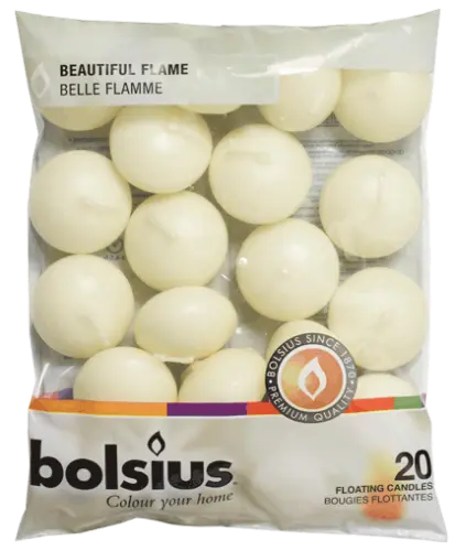 Bolsius Świece pływające Kremowe 20 szt -16082