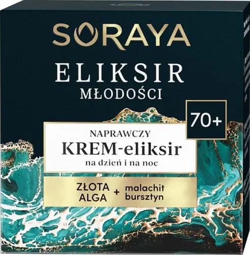 Soraya Eliksir Młodości Naprawczy Krem-Eliksir na dzień i na noc 70+ Złota Alga+ malachait bursztyn 50 ml-17379