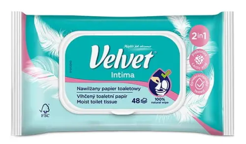 Velvet Intima Nawilżany celulozowy  Papier Toaletowy, 42 Sztuki-26659