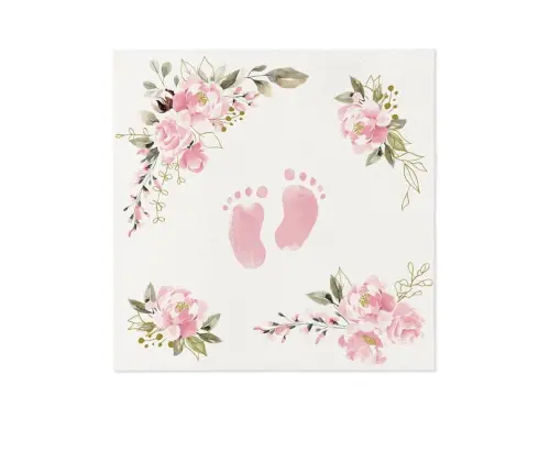 PAW Serwetki z Airlaid Różowe stópki 40x40cm 50szt-27278
