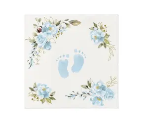 PAW Serwetki z Airlaid Niebieskie stópki 40x40 cm 50 szt na Chrzest