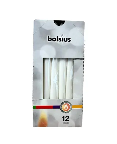BOLSIUS Świeca szpica biała 24cm, 12 sztuk -30213
