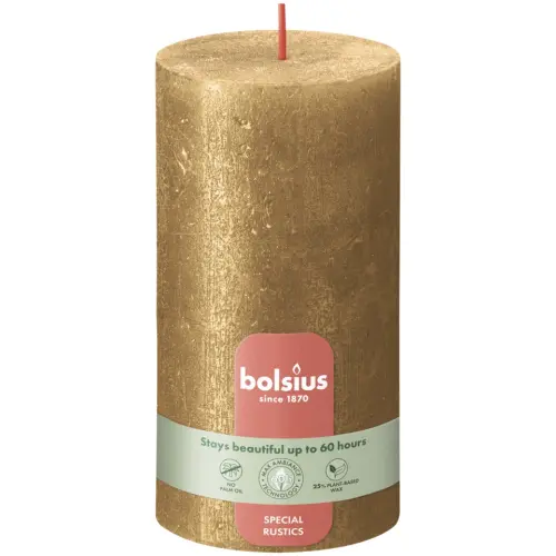 BOLSIUS Świeca pieńkowa RUSTIC SHIMMER 13cm ZŁOTA-31268