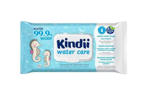 CLEANIC KINDII Chusteczki nawilżane Wodne 99,9%, 60 szt -31910