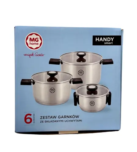 MG Home Zestaw Garnków ze składanymi uchwytami 16/20/24 cm -32380