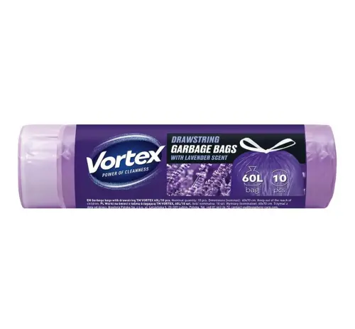 VORTEX Worki na śmieci 60L 10szt Lawendowe z taśmą -32025