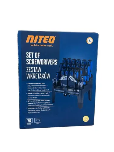 NITEO Zestaw Wkrętaków 70 elementów -32535