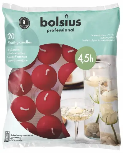 BOLSIUS Świece pływające Czerwone 20 szt -32954