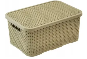BRANQ Kosz z pokrywką Oliwkowy 7L Rattan 
