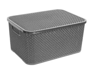 BRANQ Kosz z pokrywką 19L Szary Rattan 