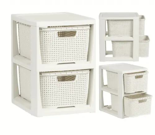 BRANQ Regał Rattan w kolorze antracyt z 2 koszykami/ szufladami-32898