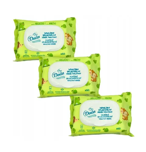 DADA Nawilżany Papier Toaletowy Jabłko 3x60szt-32736