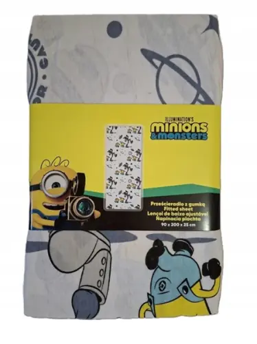 HALANTEX Prześcieradło z gumką bawełna MINIONKI 90x200-32731