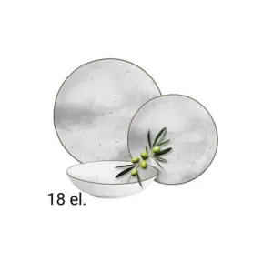 MG Home Antico Zestaw Obiadowy z porcelany szary 18 elementów 
