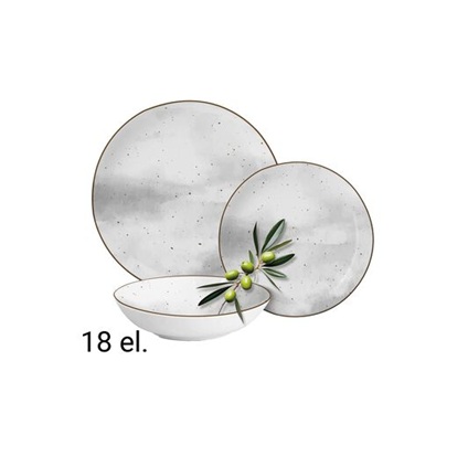 MG Home Antico Zestaw Obiadowy z porcelany szary 18 elementów -32679